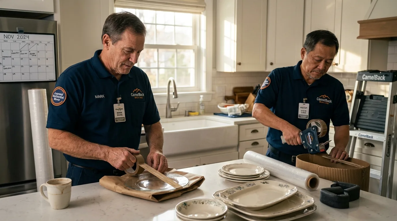 Professional crew packing kitchen dishware in Carrollton, KY